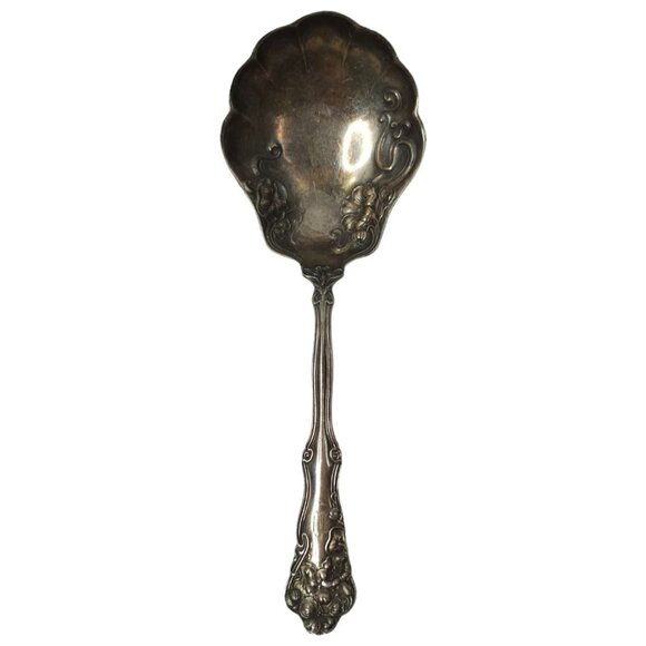 Wm Rogers 12 Art Nouveau Shell Berry Spoon Silver Plate Circa 1904 Antique - Picture 1 of 10